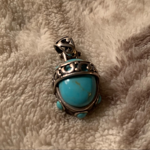 Sterling Silver Genuine Turquoise Pendant - Picture 1 of 6